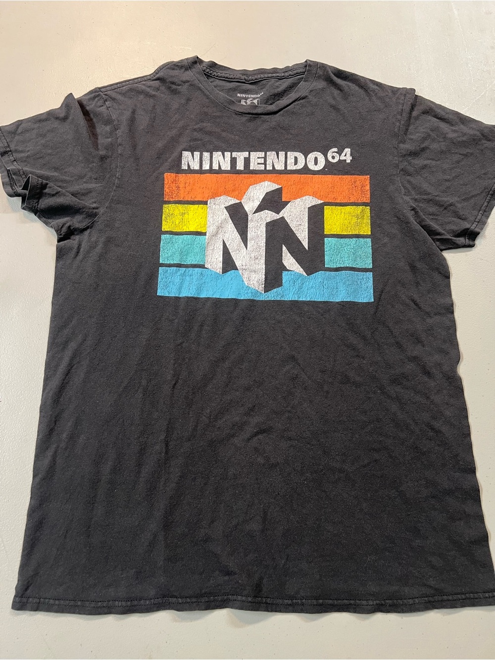 Nintendo 64 N64 Retro Logo Graphic T-Shirt Black Size M